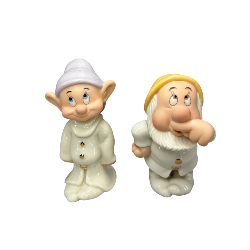 Lenox Disney Showcase Dopey & Sneezy Salt and Pepper Shakers Set COA IOB Mint